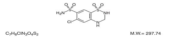 hydrochlorotiazide structural formula