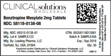 Benztropine Mesylate 2mg tablet 30 count blister card