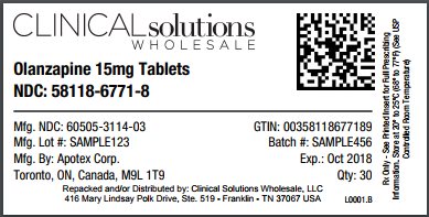 Olanzapine 15mg tablet 30 count blister card