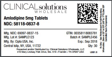 Amlodipine 5mg tablet 30 count blister card