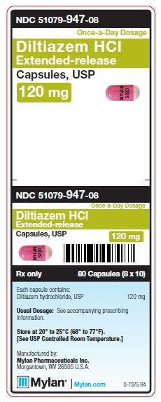 Diltiazem HCl Extended-release 120 mg Capsules Unit Carton Label