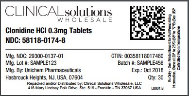 Clonidine HCl 0.3mg tablet 30 count blister card