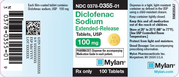 Diclofenac Sodium Extended-Release Tablets 100 mg Bottle Label