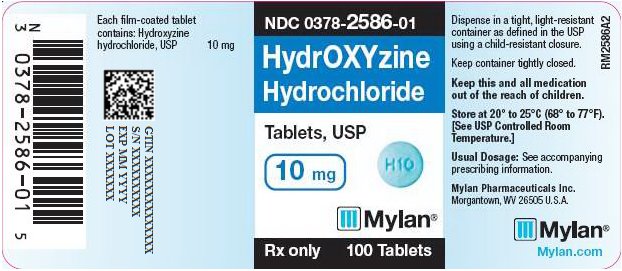 Hydroxyzine Tablets 10 mg Bottle Label