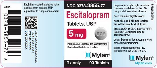 Escitalopram Tablets 5 mg Bottle Label