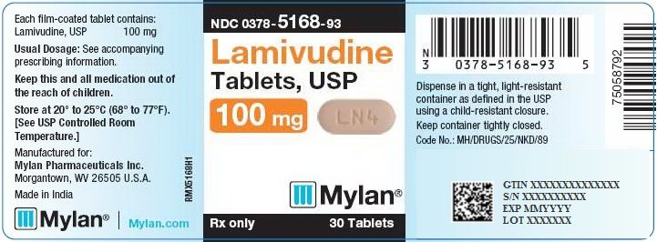 Lamivudine Tablets, USP 100 mg Bottle Label