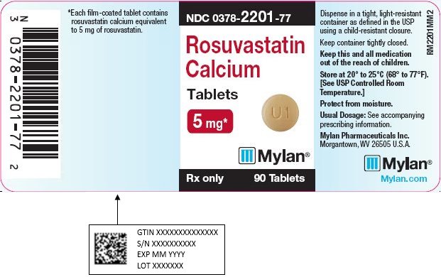 Rosuvastatin Calcium Tablets 5 mg Bottle Label