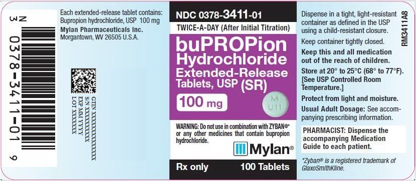 Bupropion Hydrochloride Extended-Release Tablets (SR) Tablets 100 mg Bottle Label