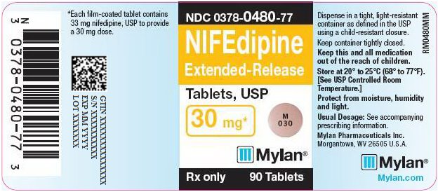 Nifedipine Extended-Release Tablets 30 mg Bottle Label