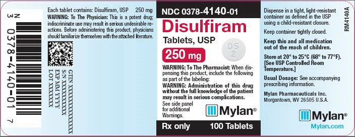 Disulfiram Tablets 250 mg Bottle Label