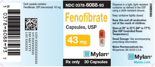 Fenofibrate Capsules 43 mg Bottle Label