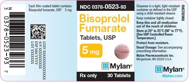 Bisoprolol Fumarate Tablets 5 mg Bottle Label