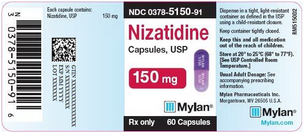 Nizatidine Capsules, USP 150 mg Bottle Label