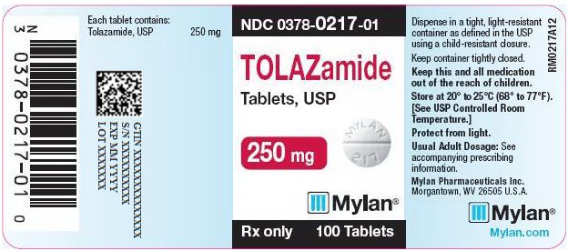 Tolazamide Tablets, USP 250 mg Bottle Label
