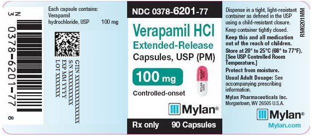 Verapamil HCl Extended-Release Capsules, USP (PM) 100 mg Bottle Label