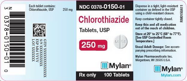 Chlorothiazide Tablets 250 mg Bottle Label