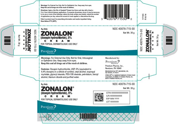 Rx only NDC 40076-715-30 ZONALON® (doxepin hydrochloride), 5% CREAM FOR TOPICAL DERMATOLOGIC USE ONLY Net Wt. 30 g