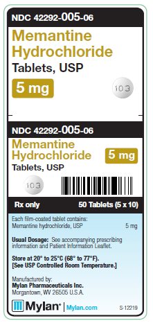 Memantine HCl 5 mg Tablet Unit Carton Label