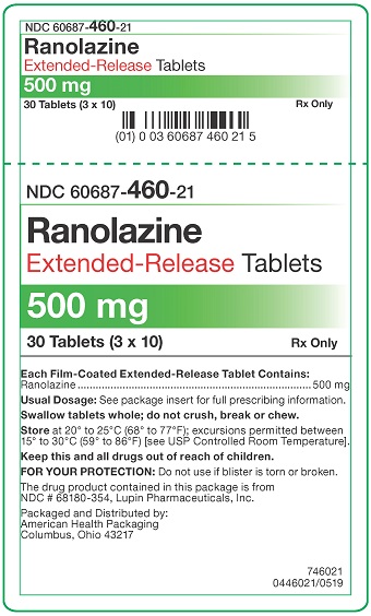 500 mg Ranolazine ER Tablets Carton