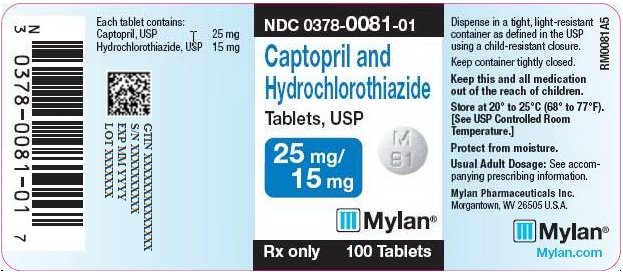 Captopril and Hydrochlorothiazide Tablets 25 mg/15 mg Bottle Label