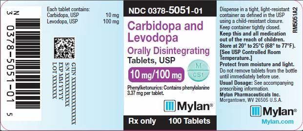 Carbidopa and Levodopa Orally Disintegrating Tablets 10 mg/100 mg Bottle Label