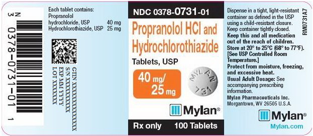 Propranolol Hydrochloride and Hydrochlorothiazide Tablets 40 mg/25 mg Bottle Label