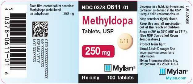 Methyldopa Tablets 250 mg Bottle Label