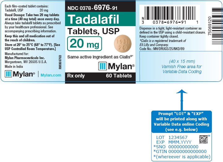 Tadalafil Tablets 20 mg Bottle Label