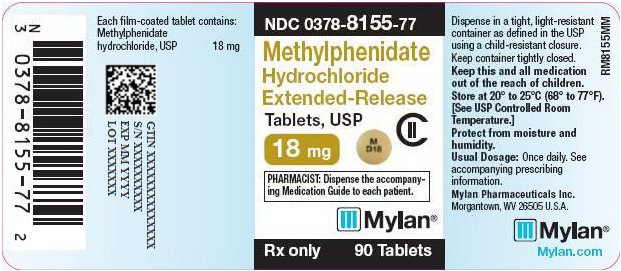 Methylphenidate Hydrochloride Extended-Release Tablets 18 mg Bottle Label