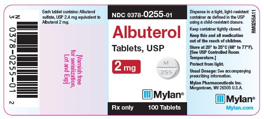 Albuterol Tablets 2 mg Bottle Label