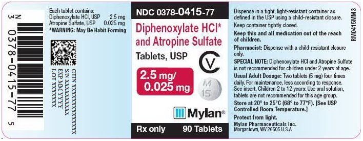 Diphenoxylate Hydrochloride and Atropine Sulfate Tablets 2.5 mg/0.025 mg Bottle Label