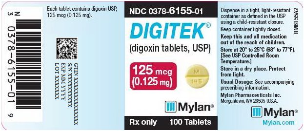 Digitek Tablets 125 mg Bottle Label