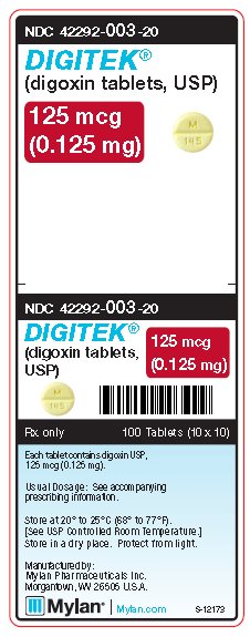 Digitek (digoxin tablets, USP) 125 mc (0.125 mg) Unit Carton Label