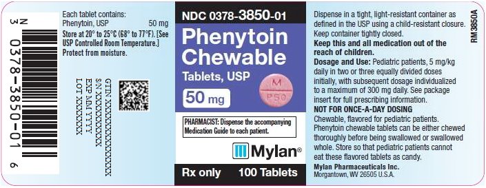 Phenytoin Chewable Tablets 50 mg Bottle Label