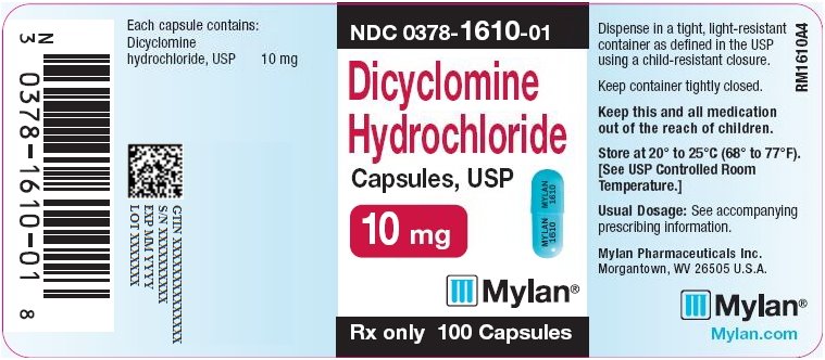 Dicyclomine Hydrochloride Capsules 10 mg Bottle Label