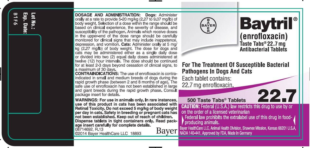 Baytril Taste Tabs 22.7 mg 500 Taste Tabs