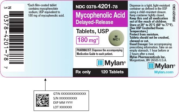 Mycophenolic Acid Delayed-Release Tablets, USP 180 mg Bottle Label
