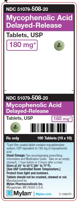 Mycophenolic Acid Delayed-Release 180 mg Tablets Unit Carton Label