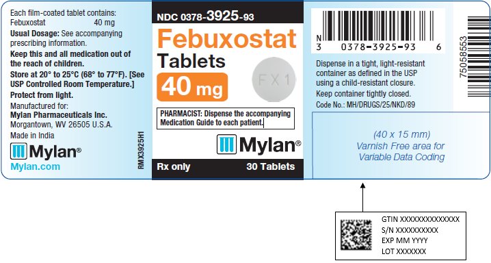 Febuxostat Tablets 40 mg Bottle Label