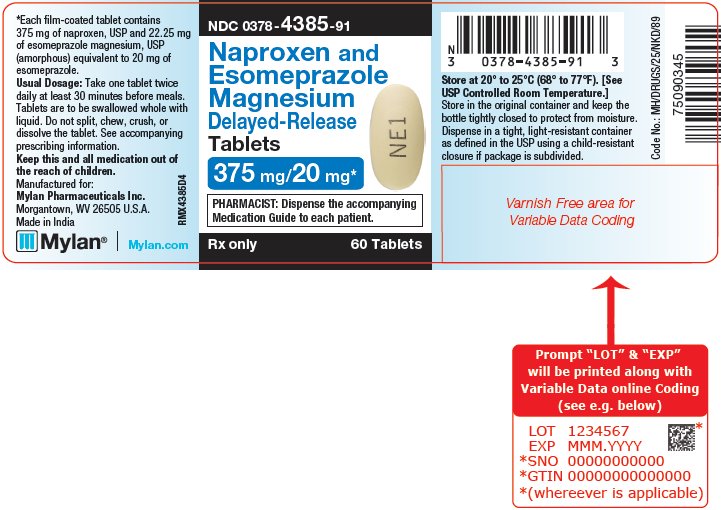 Naproxen and Esomeprazole Magnesium Delayed-Release Tablets 375 mg/20 mg Bottle Label