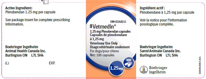 Picture of 1.25 mg container label for Vetmedin Capsules