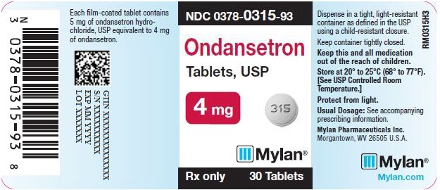 Ondansetron Tablets 4 mg Bottle Labels