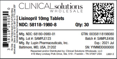 Lisinopril 10mg tablets 30 count blister card