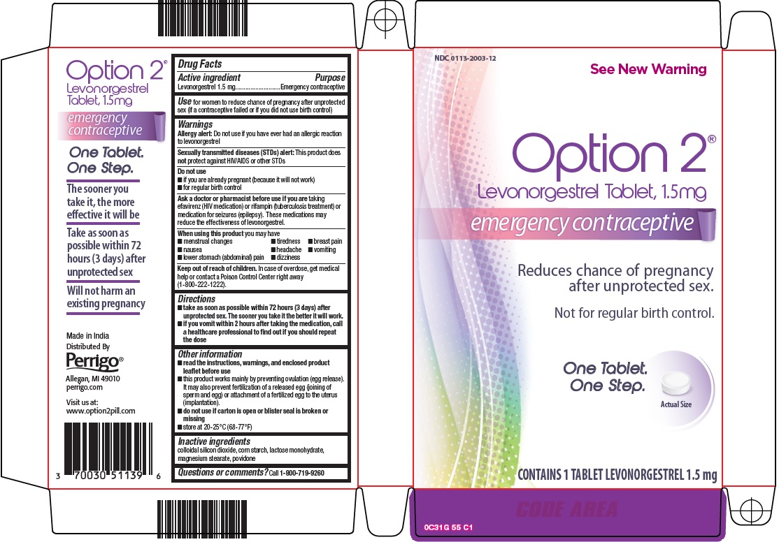 Levonorgestrel Tablet, 1.5 mg Carton