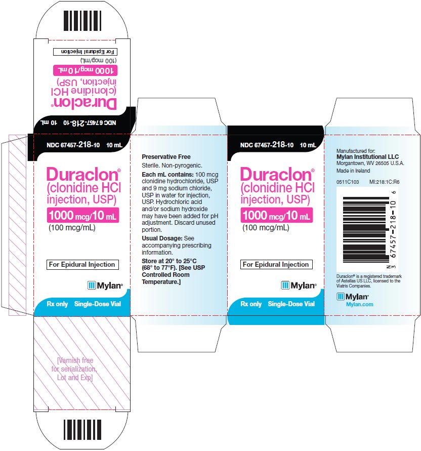 Duraclon (clonidine HCl injection, USP) 1000 mcg/10 mL (100 mcg/mL) - Carton Label
