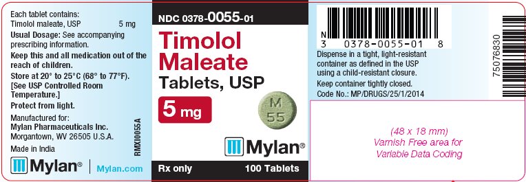 Timolol Maleate Tablets 5 mg Bottle Label