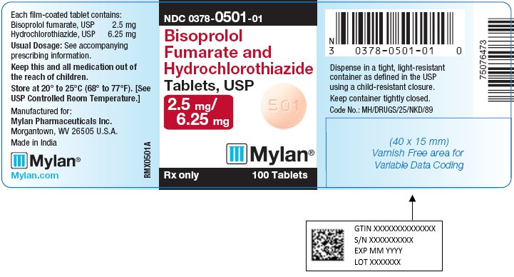 Bisoprolol Fumarate and Hydrochlorothiazide Tablets 2.5 mg/6.25 mg Bottle Label