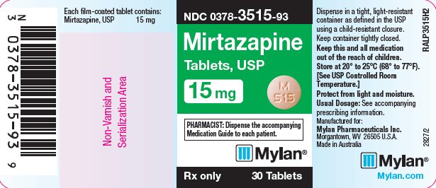 Mirtazapine Tablets 15 mg Bottle Label