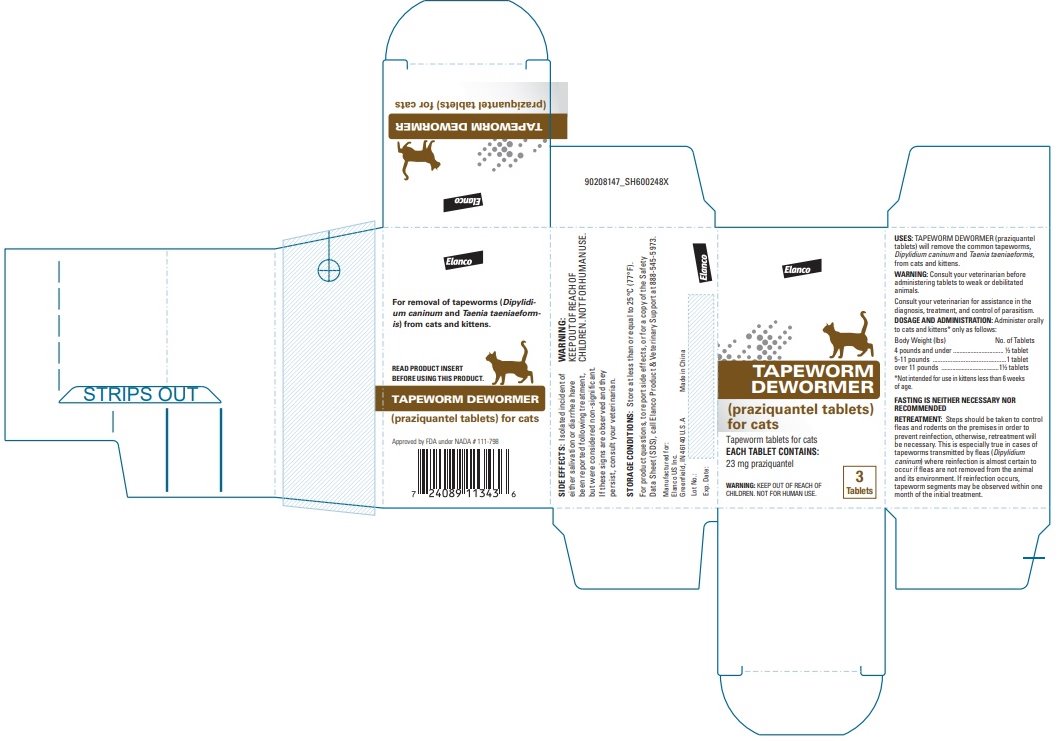 Tapeworm Dewormer for Cats 23 mg Carton Label