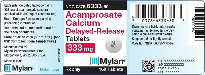 Acamprosate Calcium Delayed-Release Tablets 333 mg Bottle Label